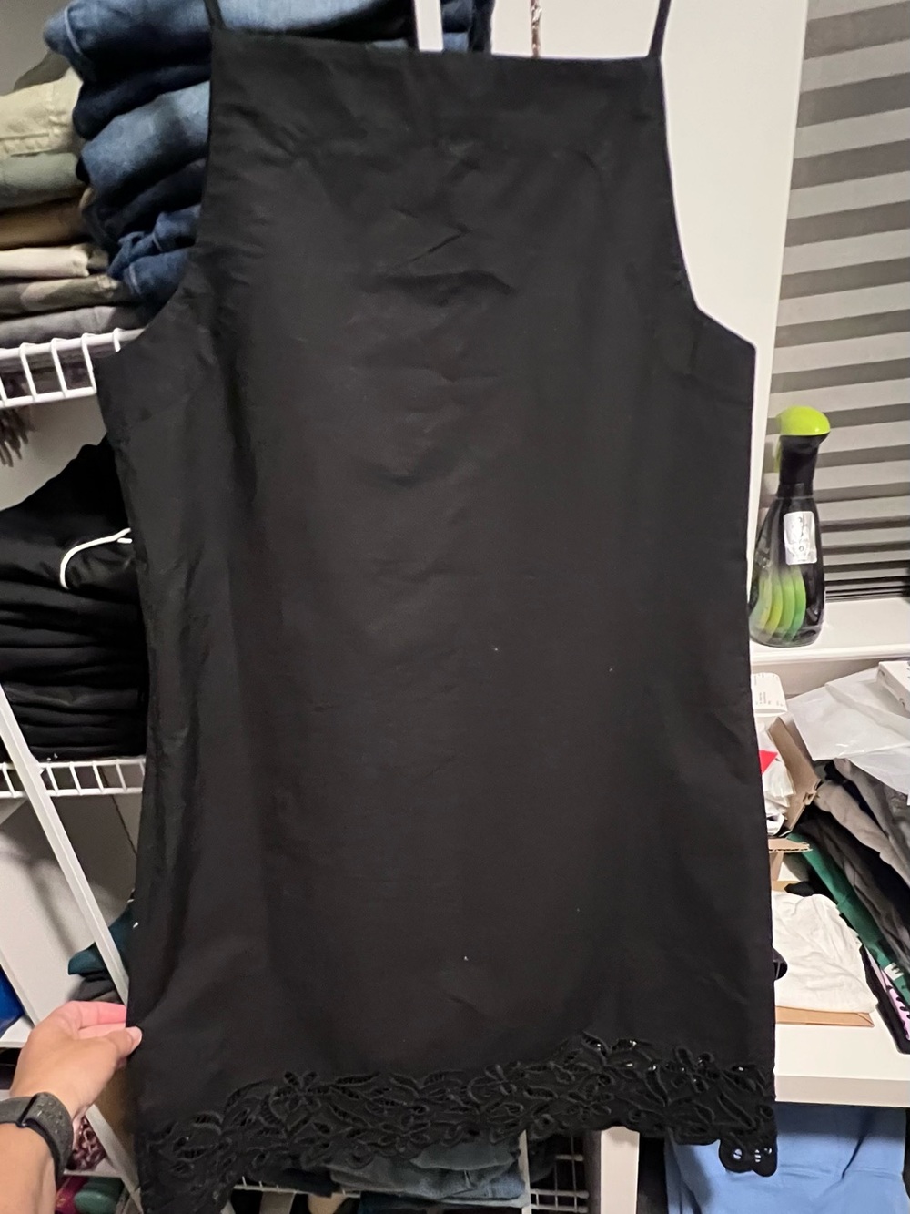 Women's JCrew Black Sleeveless Shift Dress with cut out hem